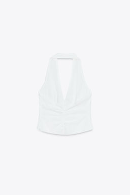 HALTER WAISTCOAT TOP LINEN BLEND - Zara фото 20