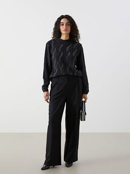 Loose Fit ?izgili Kad?n Pantolon