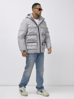 Куртка спортивная мужская зимняя с капюшоном светло-серого цвета 3222SS - Wonderrman фото 4