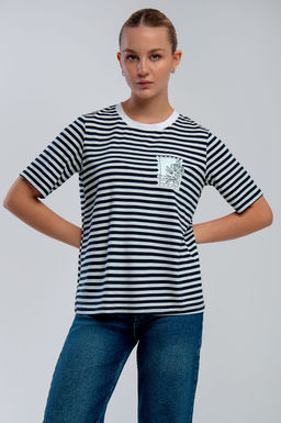 Арт. 3662 Футболка женская 42-50 (5 шт) Цвет:Синий,белый - Калинка фото 10