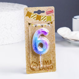 Свеча в торт на шпажке «Галактика», цифра 6, 5.5 см