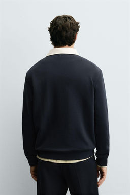 SUDADERA POLO CUELLO CONTRASTE / Marino - Zara фото 3