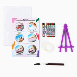 Рисование пастелью с мольбертом Красочные пионы, набор для творчества