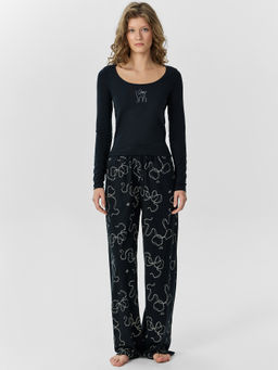 Комплект домашний женский черный с принтом