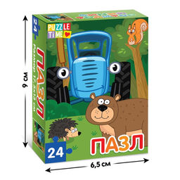 Пазл В лесу, Синий трактор, 24 элемента
