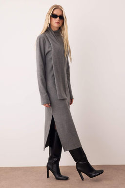 Antrasit Sal Detayl? Selanik/Triko Gorunumlu Bodycon Maxi Orme Elbise TWOAW26EL00216 - Trendyolmilla фото 2
