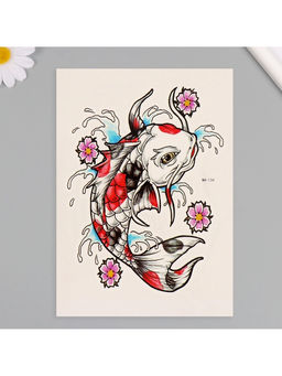 Цена за 2 шт. Переводная тату на тело цветная Карп, 26.1?14.6 см