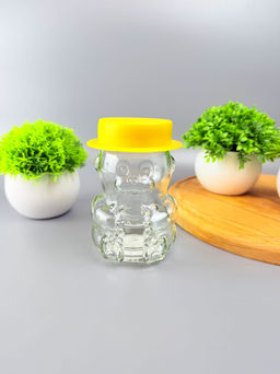 Цена за 2 шт. Банка для мёда 275 мл, "МИШКА" шляпа желтая 475-985