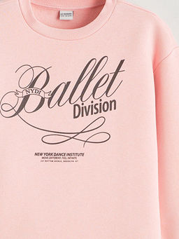 Bask?l? K?z ?ocuk Kal?n Sweatshirt