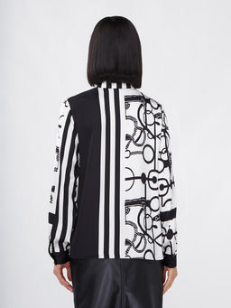 Блузка из атласной ткани OD-887-1 черно-белая - Tantino фото 10