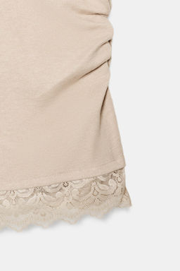 TOP DRAPEADO ENCAJE / Cuerda oscuro - Zara фото 7