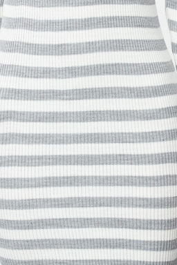 Gri Midi Triko Basic Cizgili Elbise TWOAW23EL00018 - Trendyolmilla фото 3