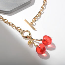 Кулон «Цепь» ветка вишни, цвет красный в золоте, 45 см