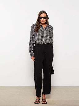 Kad?n Beli Lastikli Standart Fit D?z Pantolon