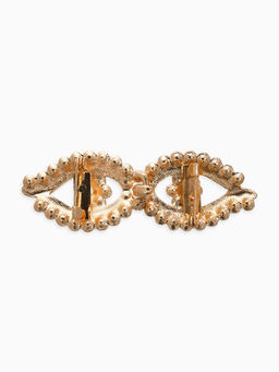 Зажим для кардигана «Ажур. Глазки», белый в золоте