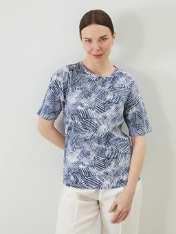 Bisiklet Yaka Desenli Kad?n Ti??rt