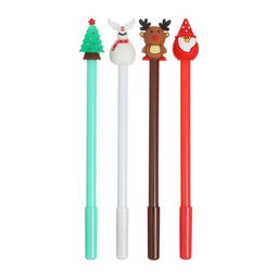 Цена за 48 шт. Ручка - прикол гелевая Calligrata Новый год, неавтоматическая, чёрные чернила, 0.38 мм, штрихкод на штуке, подарочная, МИКС