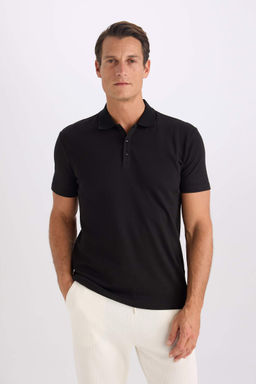 Slim Fit Dar Kesim Basic Duz K?sa Kollu Polo Tisort - Defacto фото 4