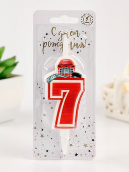 Цена за 2 шт. Свеча в торт «Хоккейная», цифра 7, красная