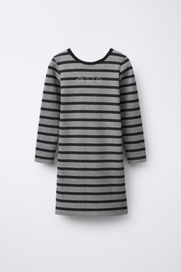SHINY STRIPED RIBBED DRESS
