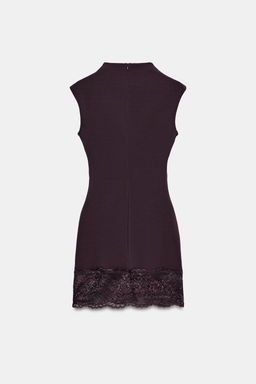 VESTIDO CORTO STRETCH ENCAJE / Marr?n oscuro - Zara фото 3