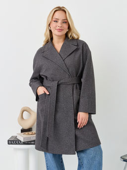 Пальто женское демисезонное 25885 (серый точка)