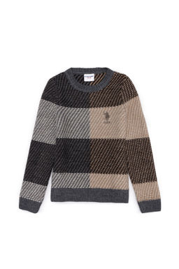 Серый меланжевый вязаный свитер для мальчика