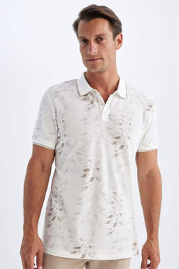 Slim Fit Dar Kesim Bask?l? K?sa Kollu Pike Polo Tisort - Defacto фото 5