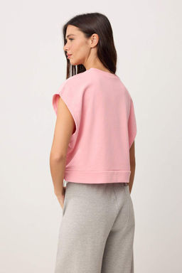 Pembe Regular/Normal Kal?p Kolsuz Kal?n Orme Bluz TWOSS26BZ00836
