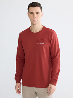 Bisiklet Yaka Bask?l? Erkek Sweatshirt