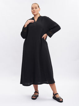 Платье из муслина с кружевом PP68001BLK01