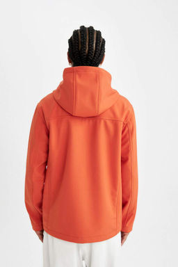 Водоотталкивающее пальто из софтшелла с капюшоном стандартной посадки DeFactoFit  фото 8