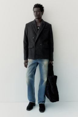 Americana cruzada en mezcla de lana