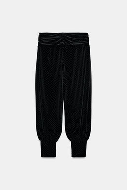 SHINY VELVET BAGGY TROUSERS - Zara фото 7