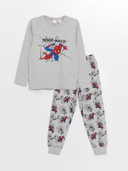 Bask?l? Uzun Kollu Spiderman Bask?l? Erkek ?ocuk Pijama Tak?m?