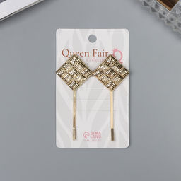 Невидимки для волос «Бенте», набор 2 шт., квадраты, 5 см, золото