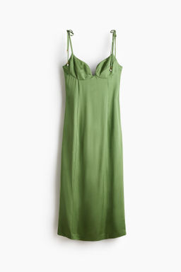 Vestido de sat?n con tirantes de lazo