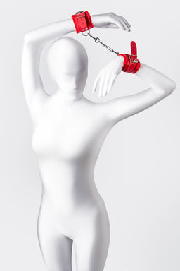 Наручники Anonymo #0105, PU кожа, красные, 19,5 см