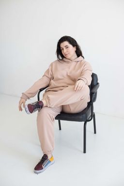 285 Костюм с толстовкой плюссайз, беж - Knitka wear фото 5