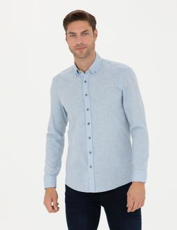 A__k Mavi Slim Fit Uzun Kollu G_mlek