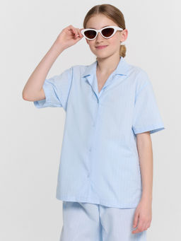 Рубашка для девочек голубая в полоску - Mark formelle фото 5