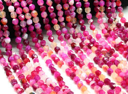 Бусины из агата тонированного шарик гр.7мм цв.фуксия, 39см, 50 бусин Радуга камня