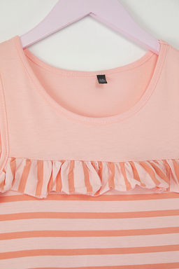 Pembe K?z Cocuk %100 Pamuk Cizgili Kolsuz Mini Bayraml?k Orme Elbise TKDSS25EL00062 - Trendyolmilla фото 3