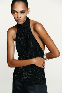 HALTER TOP WITH RHINESTONES - Zara фото 4