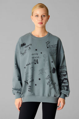 Арт. 15132/1 Свитшот женский оверсайз  46-52  (4 шт) Цвет:темно-серый