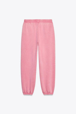 WASHED-EFFECT PLUSH TROUSERS WITH SLOGAN - Zara фото 6