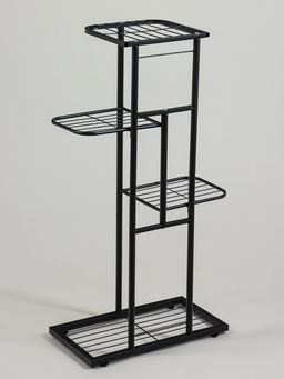 Подставка для цветов Greengo, 4 полки, 43×22×82 см, напольная, металл, чёрная