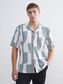 Regular Fit K?sa Kollu Desenli Erkek G?mlek