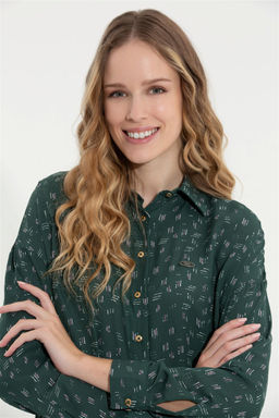 Женская зеленая рубашка с длинным рукавом Неожиданная скидка в корзине - U.s. polo assn фото 2