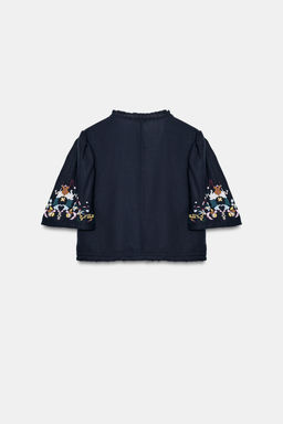 TOP CORTO BORDADOS FLORES / Azul - Zara фото 8